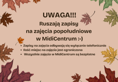 RUSZAJĄ ZAPISY NA ZAJĘCIA POPOŁUDNIOWE 2024/2025!!!