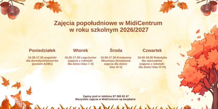 RUSZAJĄ ZAPISY NA ZAJĘCIA POPOŁUDNIOWE W MIDICENTRUM!!!